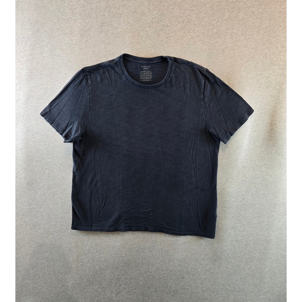Vince Crew Neck T-Shirt Mens Large Charcoal Grey Cotton Short Sleeve Peruvian